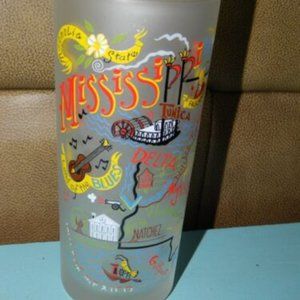Vtg Catstudio Mississippi Frosted Glass Tumbler Drinking Cup 2004